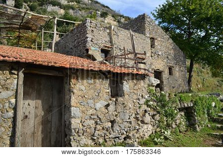 Farm house out building on the Path of Gods in Italy.