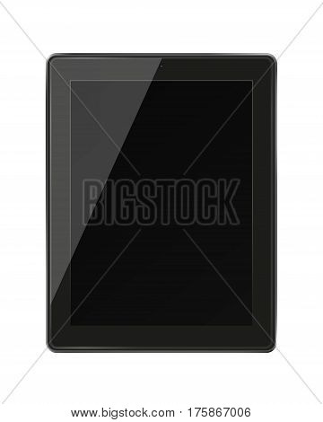 Realistic tablet pc computer with black screen isolated on white background. 3D illustration.