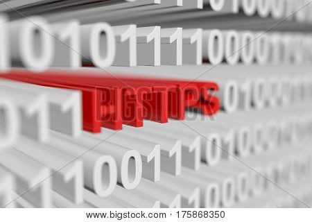 HTTPS represented as a binary code with blurred background 3d illustration