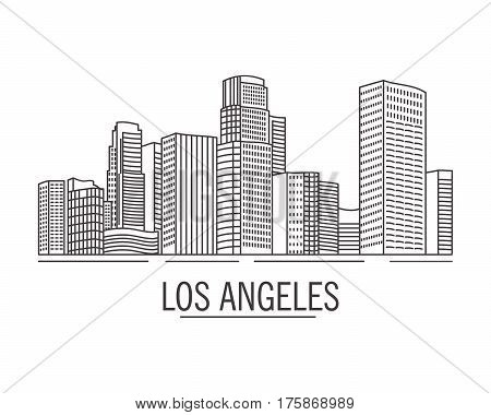 The city landscape drawn with lines los angeles on a white background