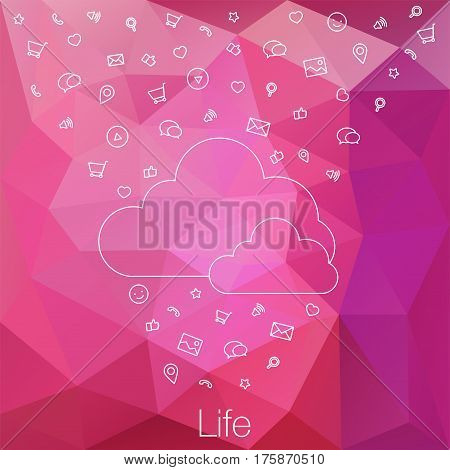 Cloud service for project and cloud computing. Cloud tools for backend as a service. Cloud technology and service for management. Vector cloud computing tools and service for Web development