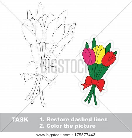 Tulip Bouquet. Dot to dot educational game for kids.