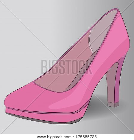 Bright female slipper on a neutral background