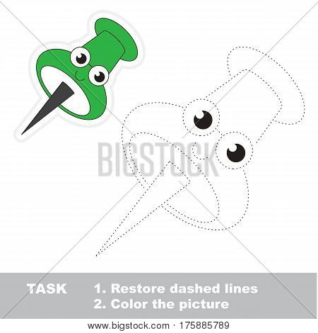 Green Pushpin. Dot to dot educational game for kids.