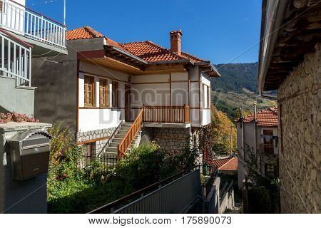 METSOVO, EPIRUS, GREECE - OCTOBER 19 2013: Panoramic view of village of Metsovo near city of Ioannina, Epirus Region, Greece