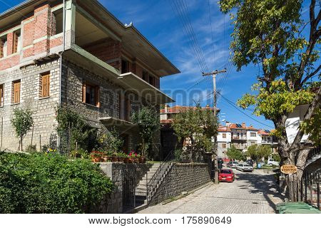 METSOVO, EPIRUS, GREECE - OCTOBER 19 2013: Panoramic view of village of Metsovo near city of Ioannina, Epirus Region, Greece