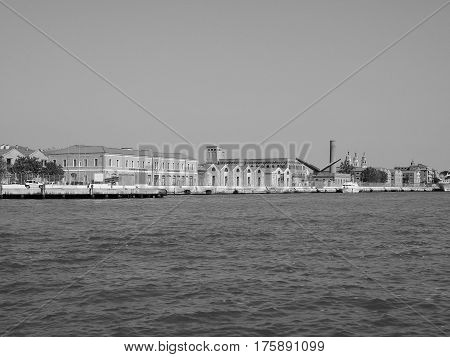Giudecca Canal In Venice In Black And White