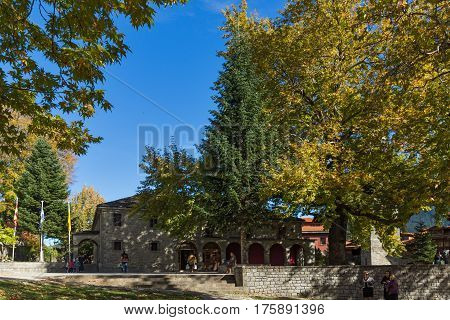 METSOVO, EPIRUS, GREECE - OCTOBER 19 2013: Panoramic view of village of Metsovo near city of Ioannina, Epirus Region, Greece