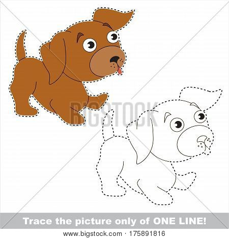 Puppy to be traced only of one line, the tracing educational game to preschool kids with easy game level, the colorful and colorless version.