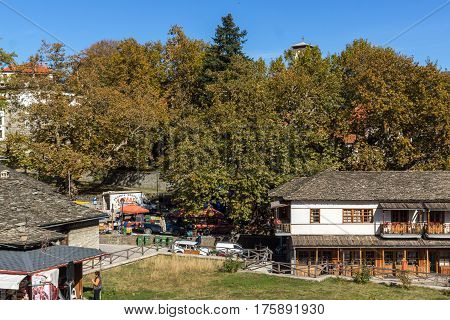 METSOVO, EPIRUS, GREECE - OCTOBER 19 2013: Panoramic view of village of Metsovo near city of Ioannina, Epirus Region, Greece