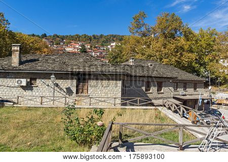 METSOVO, EPIRUS, GREECE - OCTOBER 19 2013: Panoramic view of village of Metsovo near city of Ioannina, Epirus Region, Greece