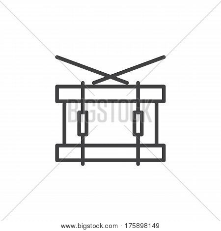 Snare drum line icon outline vector sign linear style pictogram isolated on white. Symbol logo illustration. Editable stroke. Pixel perfect
