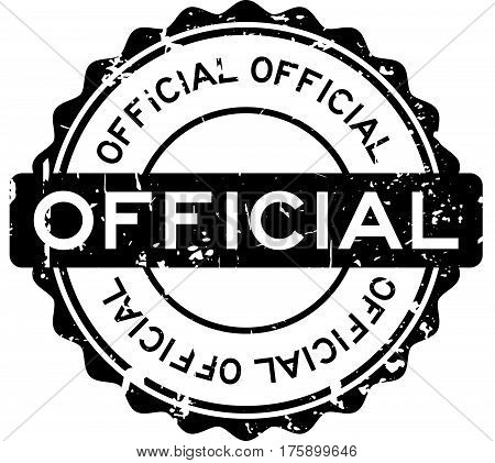 Grunge black official round rubber seal stamp on white background