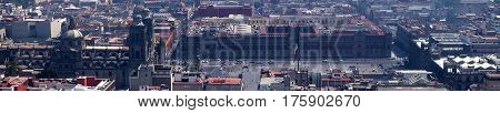 Zocalo and Plaza de la Constitucion panorama, Mexico City