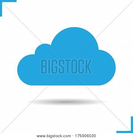 Cloud computing icon. Drop shadow silhouette symbol. Blue cloud in the sky. Vector isolated illustration