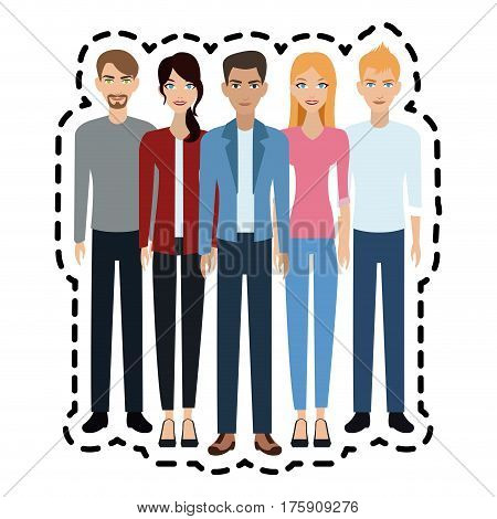 group of atractive men and women icon image vector illustration design