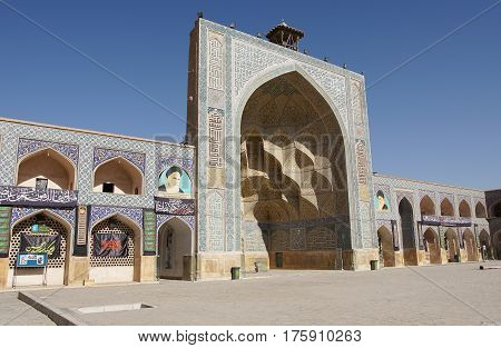 ISFAHAN, IRAN - OCTOBER 13, 2016: Jame Mosque during Moharram on October 13, 2016 in Isfahan, Iran