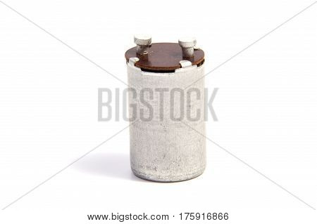 Group of capacitors isolated on white background.