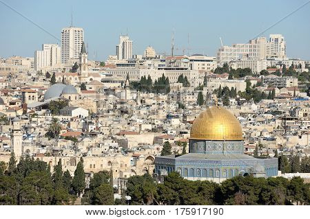 Jerusalem view of the old city from the Mount of Olives