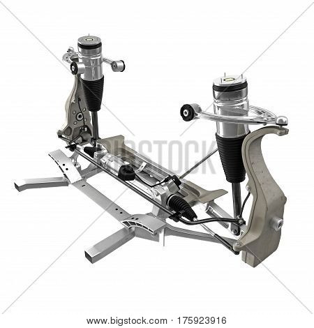 Electric Car Front Axle isolated on white background. 3D illustration