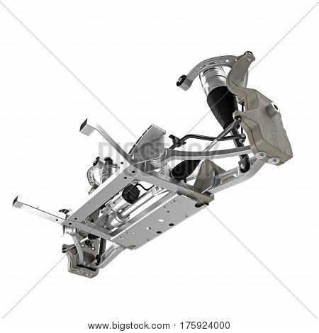 Electric Car Front Axle isolated on white background. 3D illustration