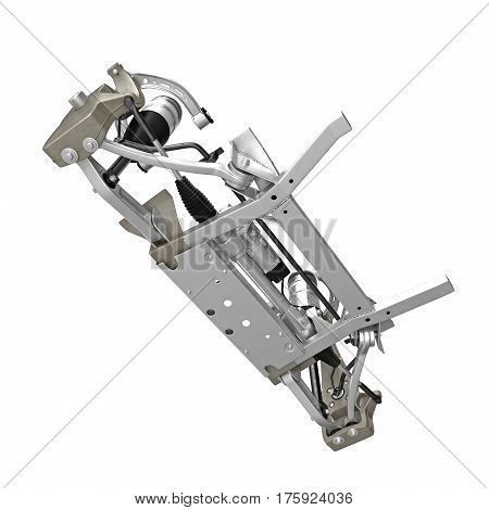 Electric Car Front Axle isolated on white background. 3D illustration