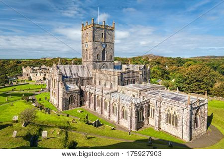 View of St Davids cathedral in South Wales