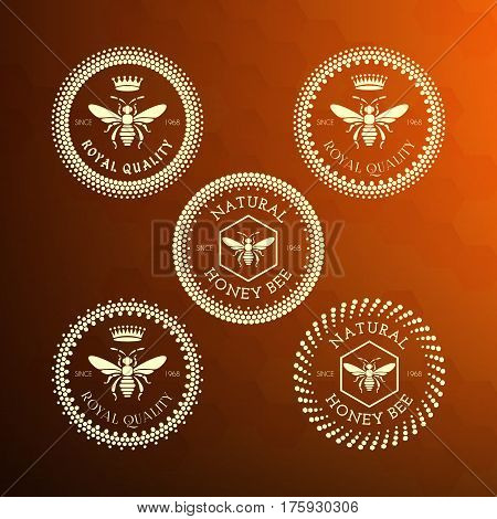 Vector set of honey and bee labels and badges