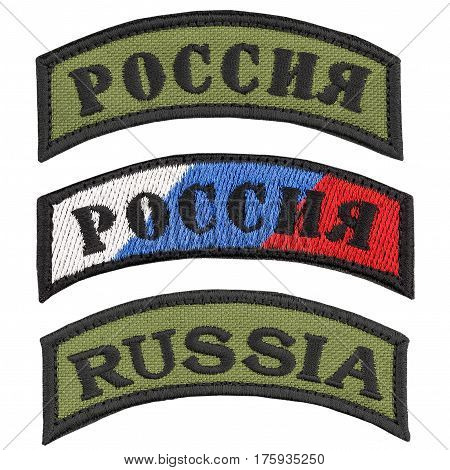 Russia patch, flag patch isolated on white background