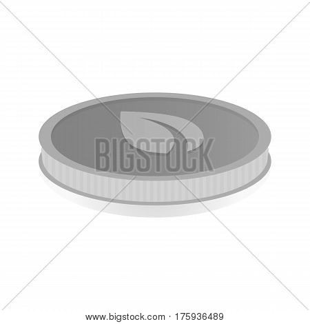 Vector illustration of a silver coin with the symbol cryptocurrency Peercoin.