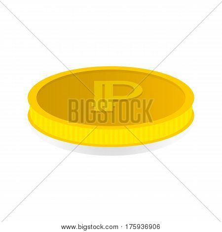 Vector illustration of a gold coin with the symbol cryptocurrency Peercoin.