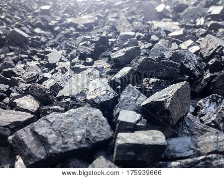 heap of black coal. industry and energy