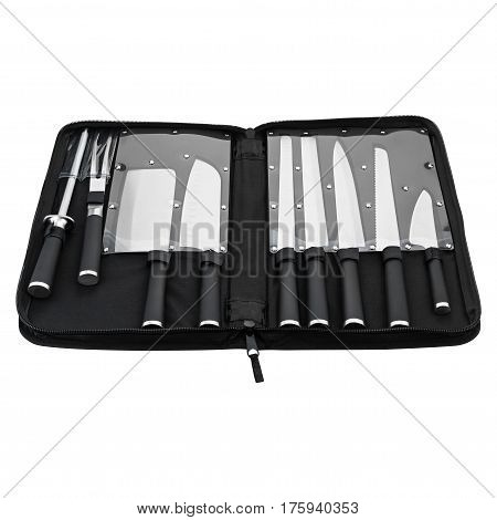 Knife with rubber grip on isolated white background