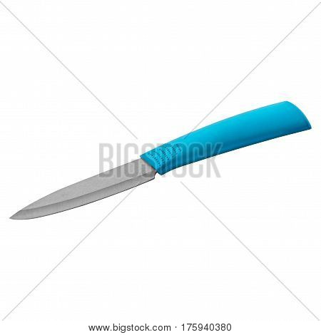 Knife with rubber grip on isolated white background
