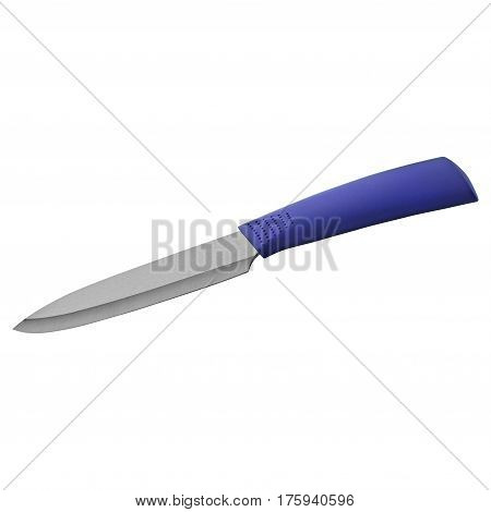 Knife with rubber grip on isolated white background