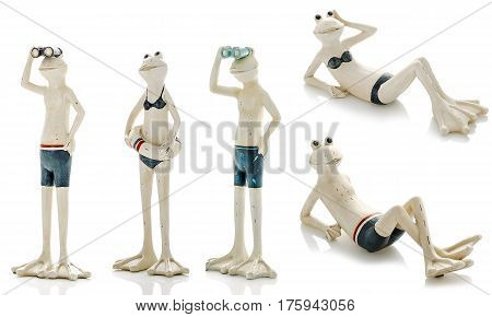 Decorative figurines, statuette of frog, accessories interior on a white background