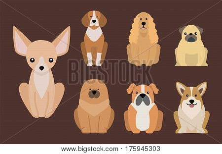 Funny cartoon dog character bread illustration in cartoon style happy puppy and isolated friendly mammal vector illustration. Domestic element flat comic adorable mascot canine.