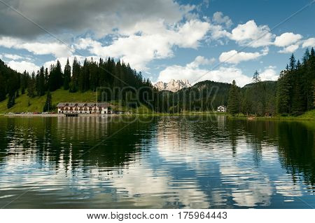 Reflection of Lake Misurina and Tre Cime di Laveredo