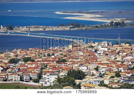 View of Lefkas town on Lefkada island Greece