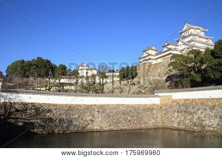 Himeji castle and moat in Himeji Hyogo Japan