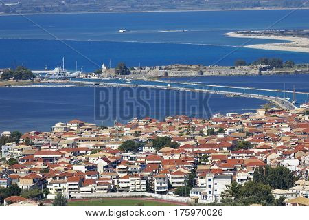 View of Lefkas town on Lefkada island Greece