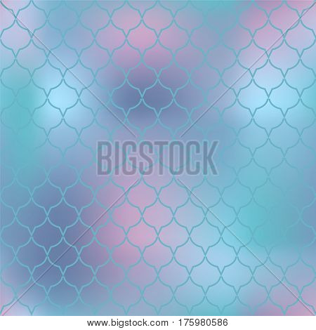 Mermaid fish skin vector pattern. Abstract fish scale seamless pattern for marine design. Fishscale pattern square tile. Fish tail ornament with gradient mesh. Regular scale net pattern for background