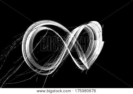 Slow shutter fire as a sign of infinity. Black and white version.