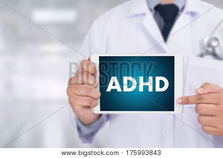 Adhd Concept Printed Diagnosis Attention Deficit Hyperactivity Disorder
