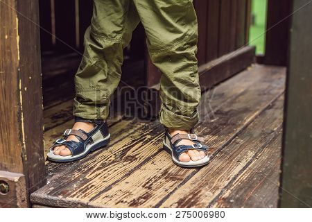 Childrens Orthopedic Shoes On The Boys Feet