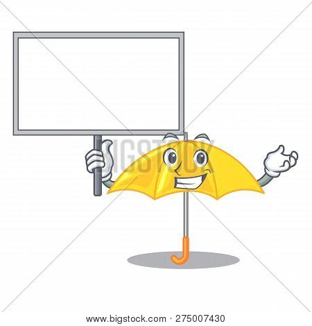Bring Board Yellow Umbrella Isolated On A Mascot