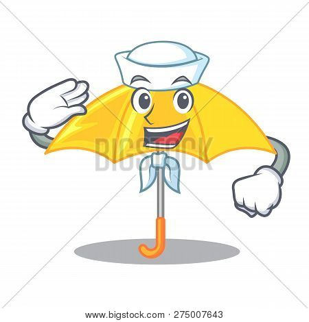 Sailor Yellow Umbrella Isolated On A Mascot