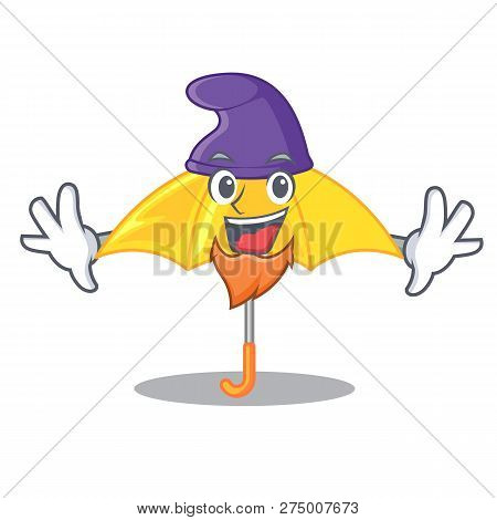 Elf Yellow Umbrella Isolated On A Mascot