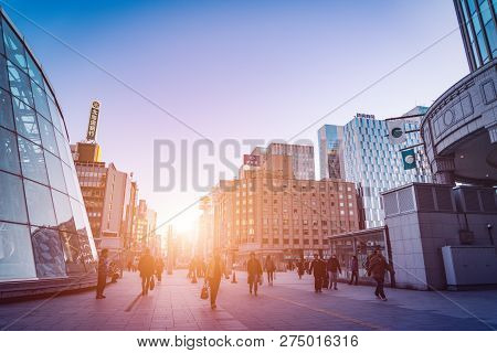 Sapporo Hokkaido, Japan - Nov 2018 : Shopping Road In Front Of Sapporo Station Is The Main Station F