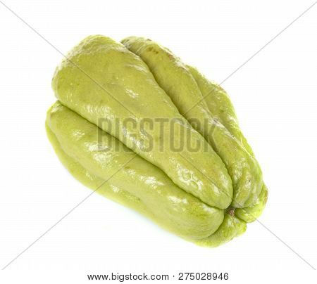 Mirliton Squash In Front Of White  Background